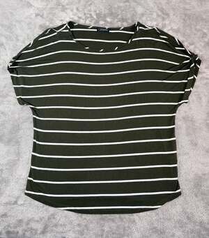 Colette Women's Green/White Striped Super Soft Cold-Shoulder Romey, M